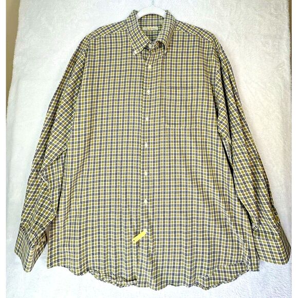 Peter Millar Button Down Mens XL Olive Green Checks Plaid Long Sleeve Business - Picture 2 of 10